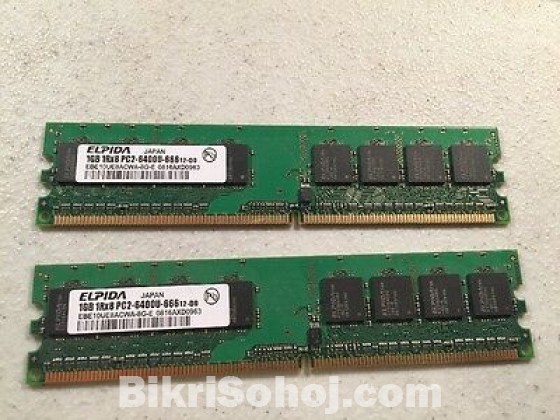 ELPIDA Desktop RAM DDR2 Memory 1GB 800Mhz PC2-6400U